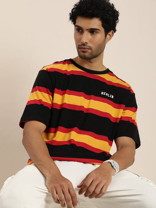 Difference of opinion Multicoloured Striped Oversized T-Shirt