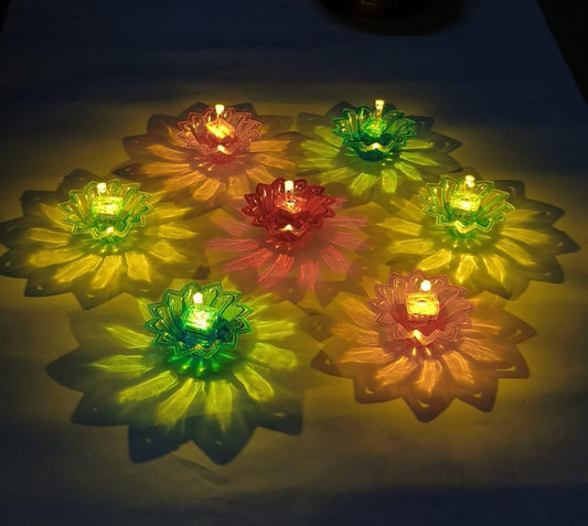 Water Sensor Diya - E-Diya Warm Orange Ambient Lights Led Candle Diyas for Diwali Decoration Home 6/12/24